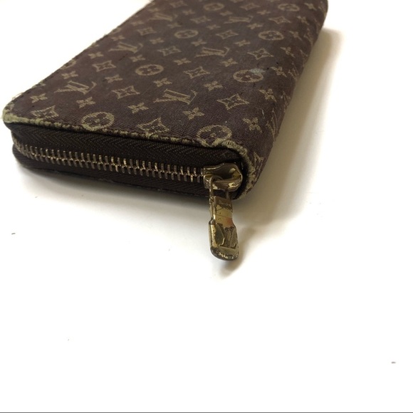 Authentic Louis Vuitton Mini Lin Idylle Denim Monogram Brown Zippy Wallet - Picture 5 of 15